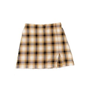 Urban Outfitters Yellow and Black A-Line Mini Skirt with Slit